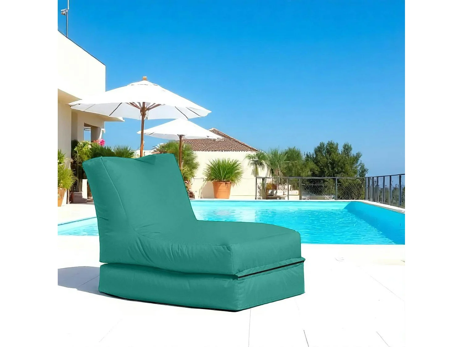 Pouf bain de soleil extérieur turquoise ARTA