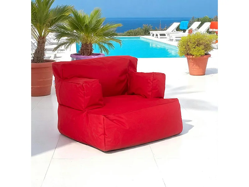 Pouf XXL extérieur avec accoudoirs - rouge ARTA