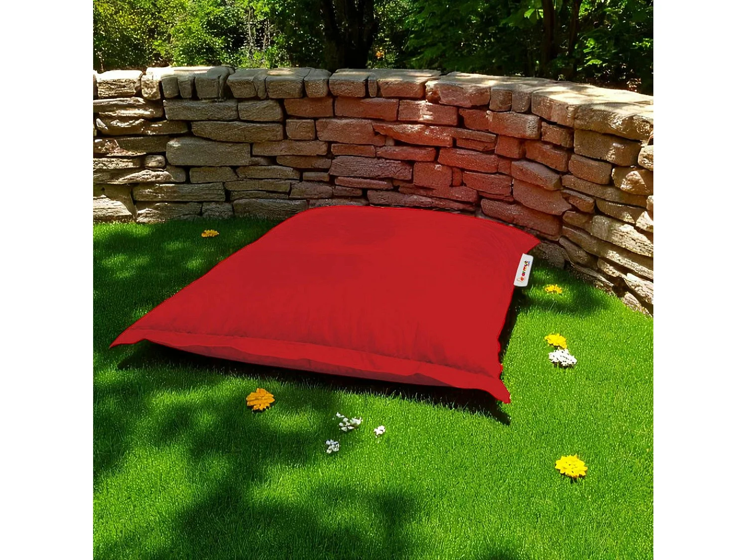 Pouf coussin de sol extérieur rouge - 100 cm ARTA
