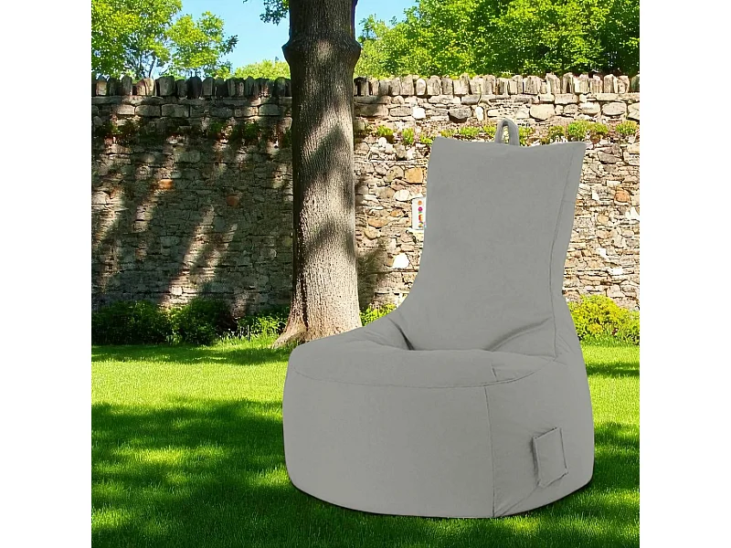 Pouf poire extérieur gris avec poches latérales ARTA