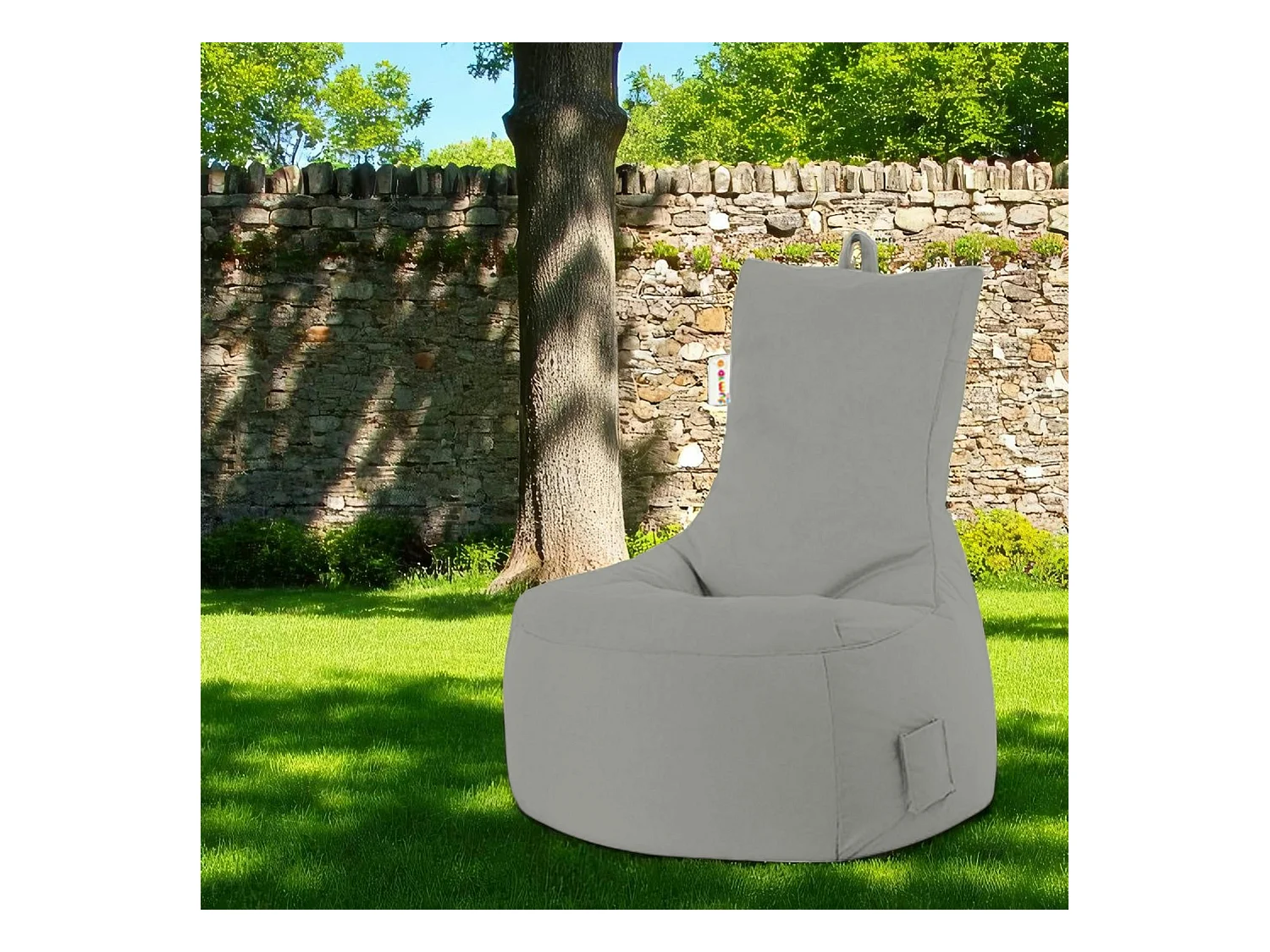 Pouf poire extérieur gris avec poches latérales ARTA