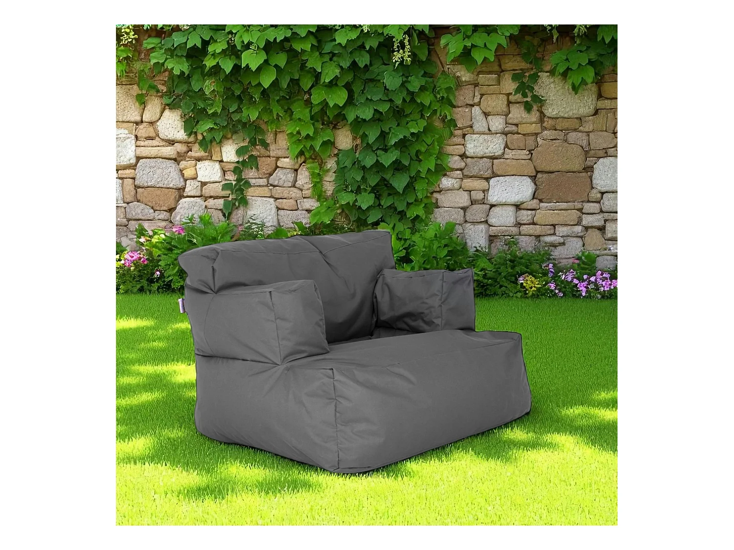 Pouf XXL extérieur avec accoudoirs - gris ARTA
