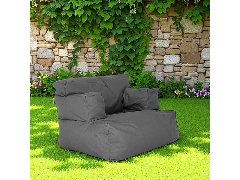 Pouf XXL extérieur avec accoudoirs - gris ARTA