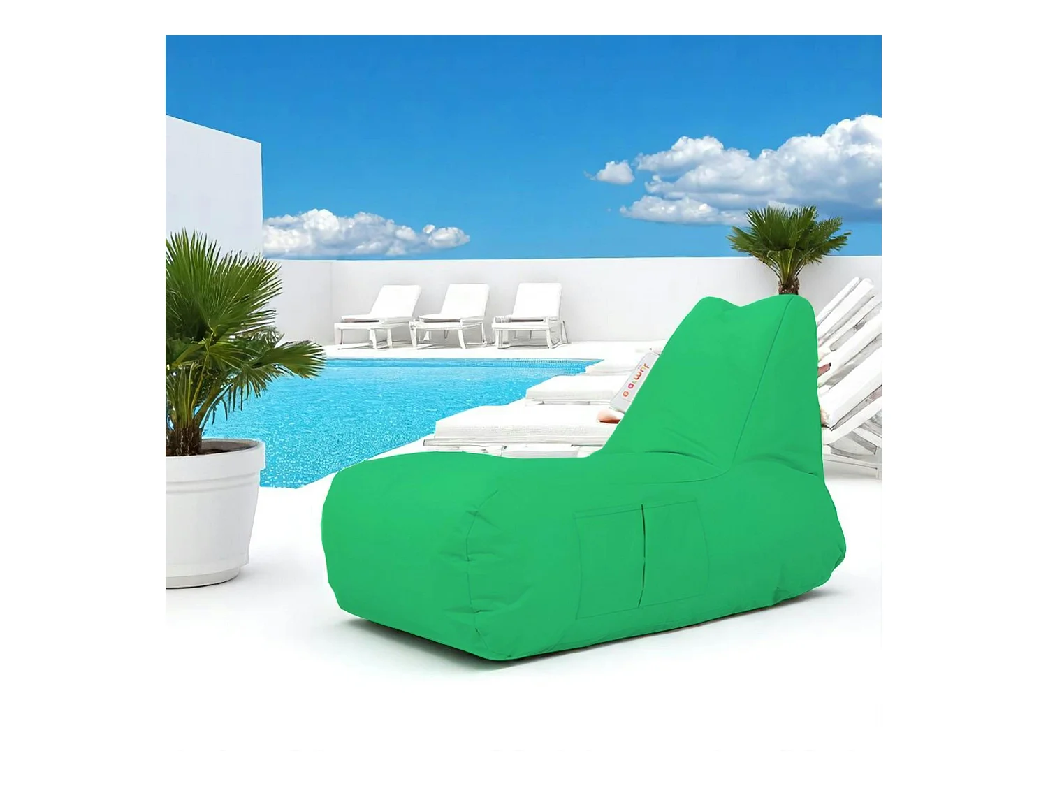 Grand pouf extérieur imperméable vert - avec poches ARTA