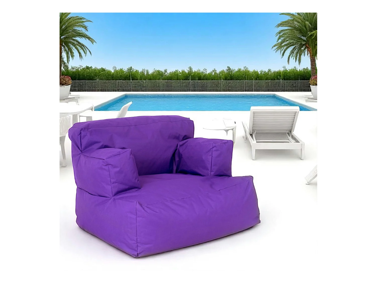 Pouf XXL extérieur avec accoudoirs - violet ARTA