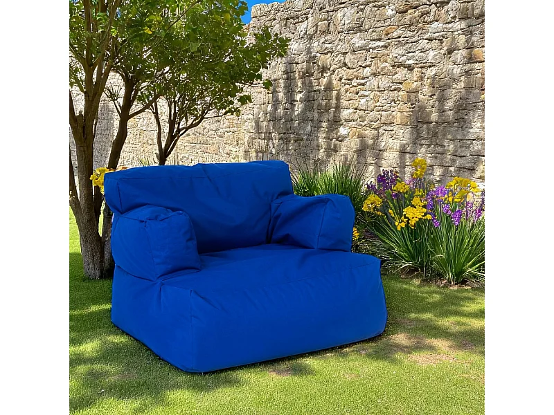 Pouf XXL extérieur avec accoudoirs - bleu ARTA