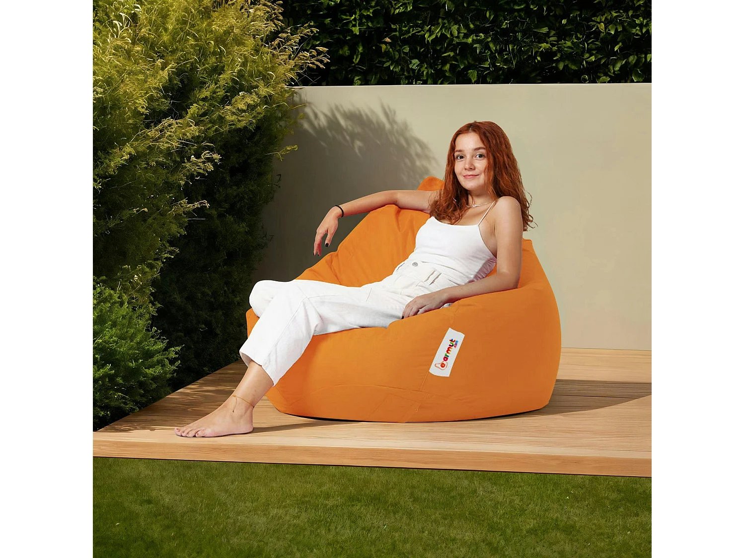 Pouf poire géant extérieur orange ARTA