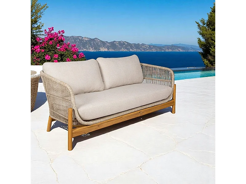 Canapé de jardin en bois d'acacia et corde IBIZA