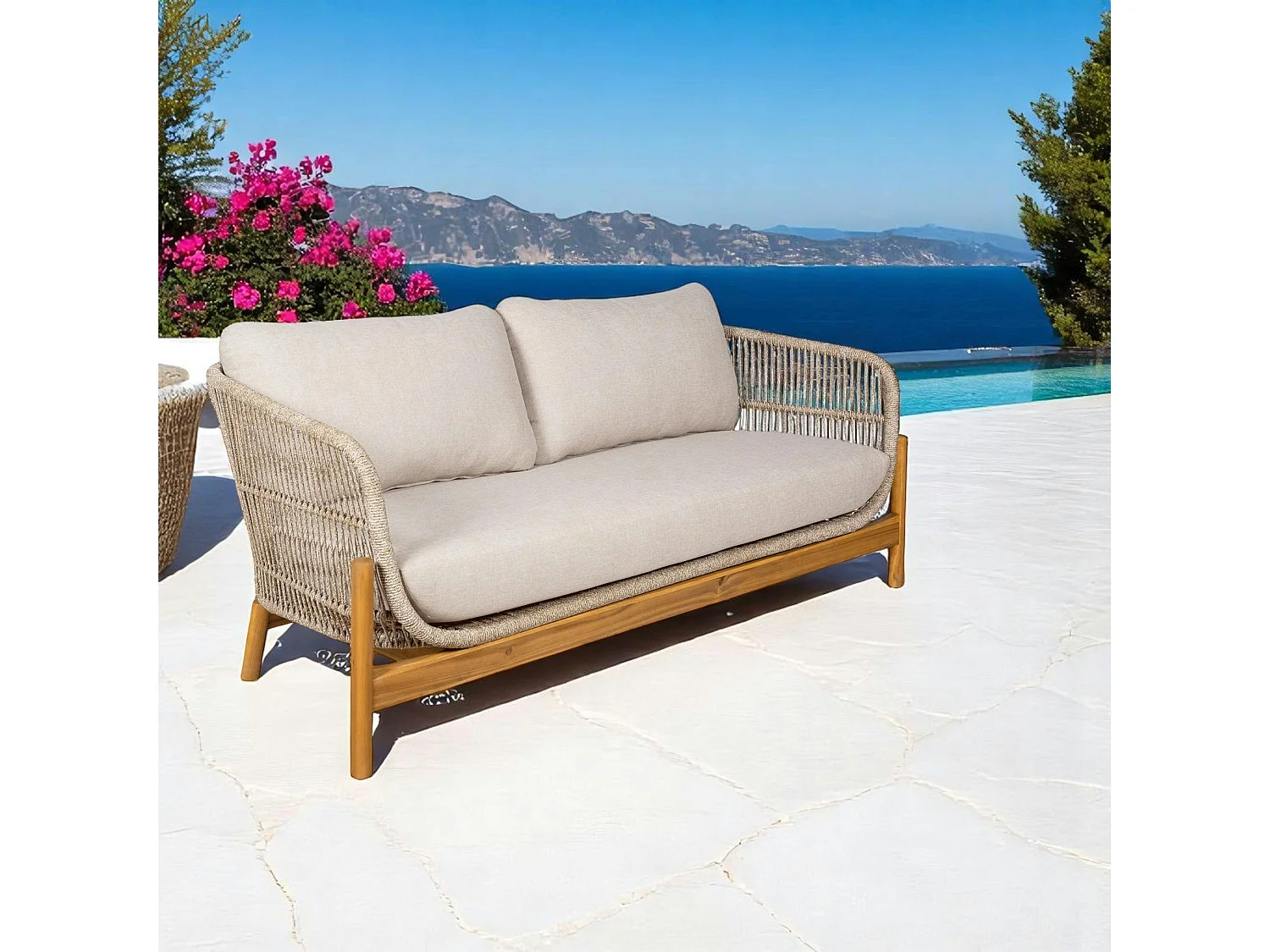 Canapé de jardin en bois d'acacia et corde IBIZA