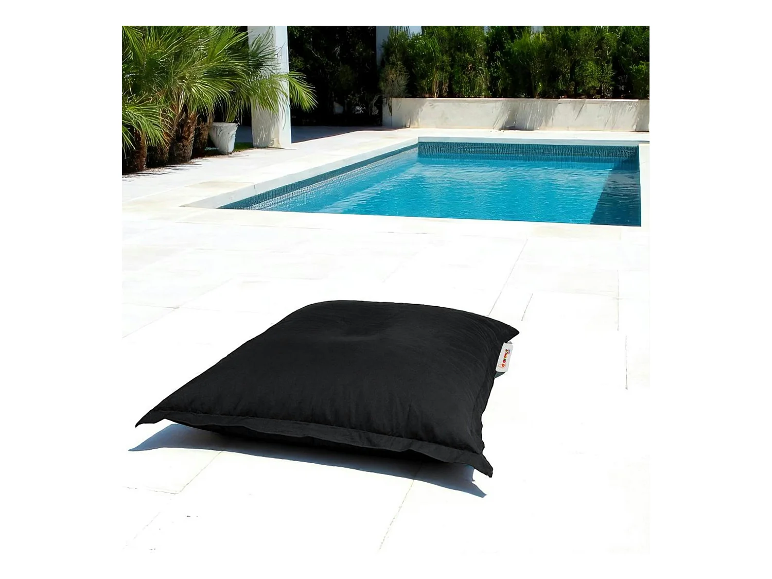 Pouf coussin de sol extérieur noir - 100 cm ARTA