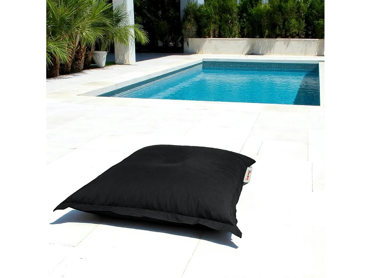 Pouf coussin de sol extérieur noir - 100 cm ARTA
