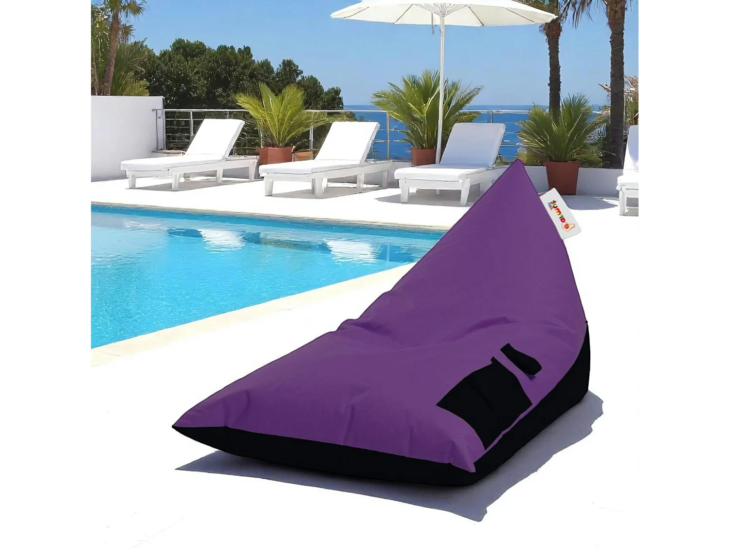 Pouf berlingot extérieur violet et noir ARTA