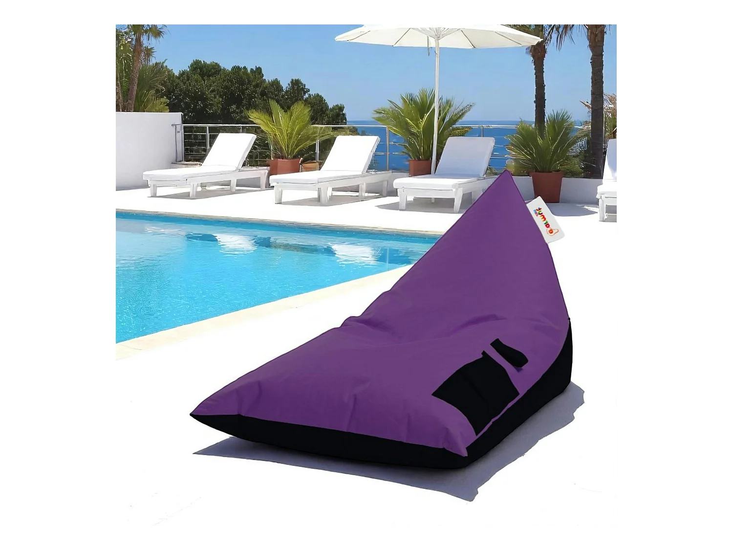 Pouf berlingot extérieur violet et noir ARTA