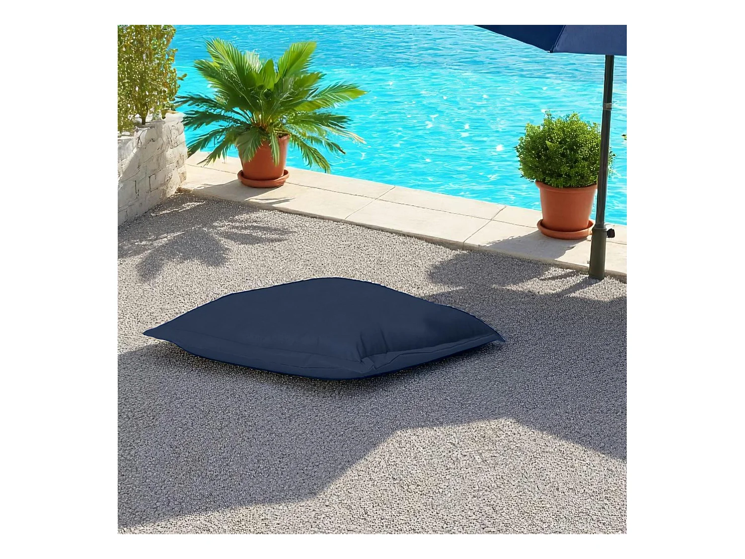 Pouf coussin de sol extérieur imperméable - bleu foncé ARTA