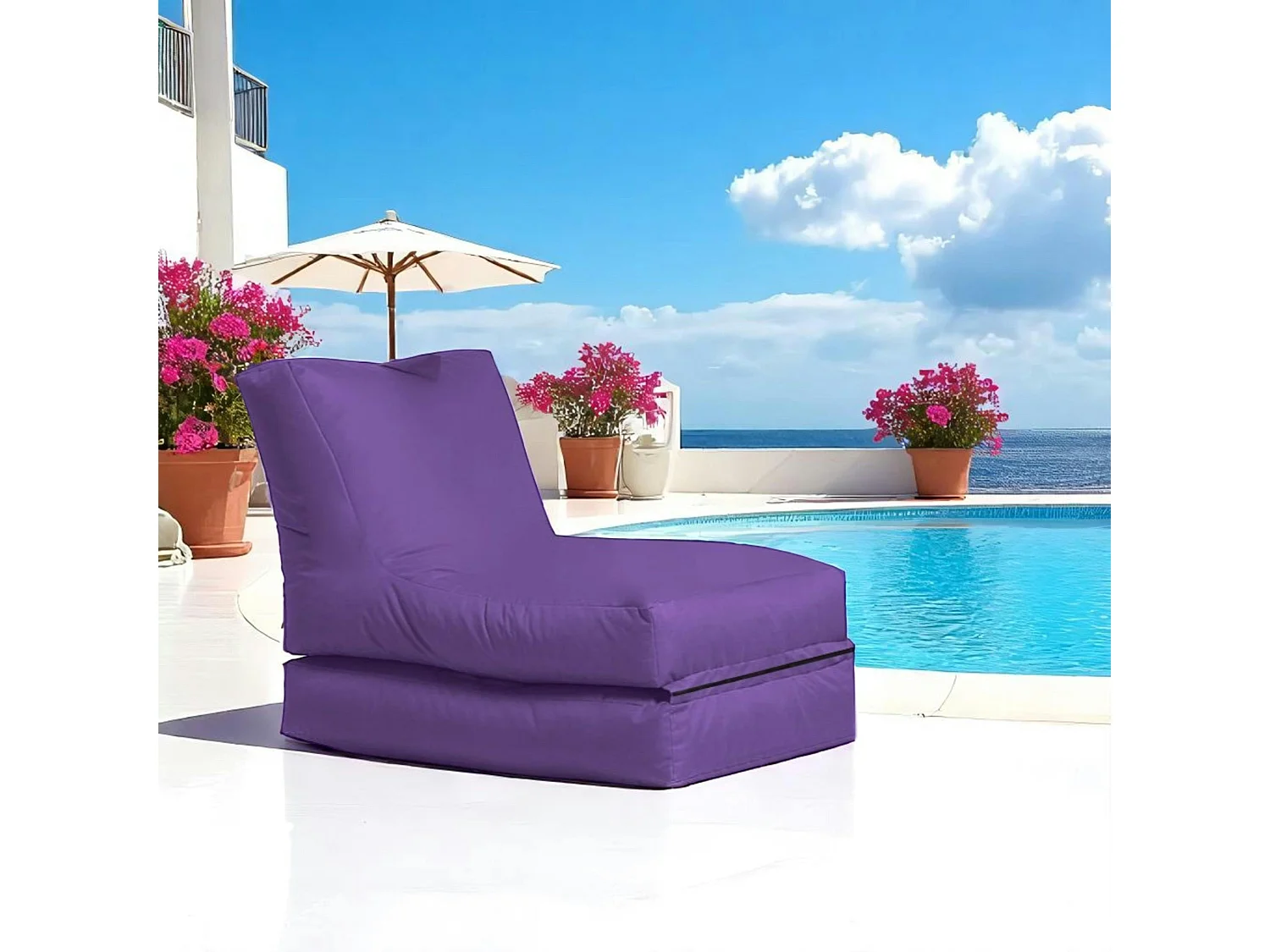 Pouf bain de soleil extérieur violet ARTA