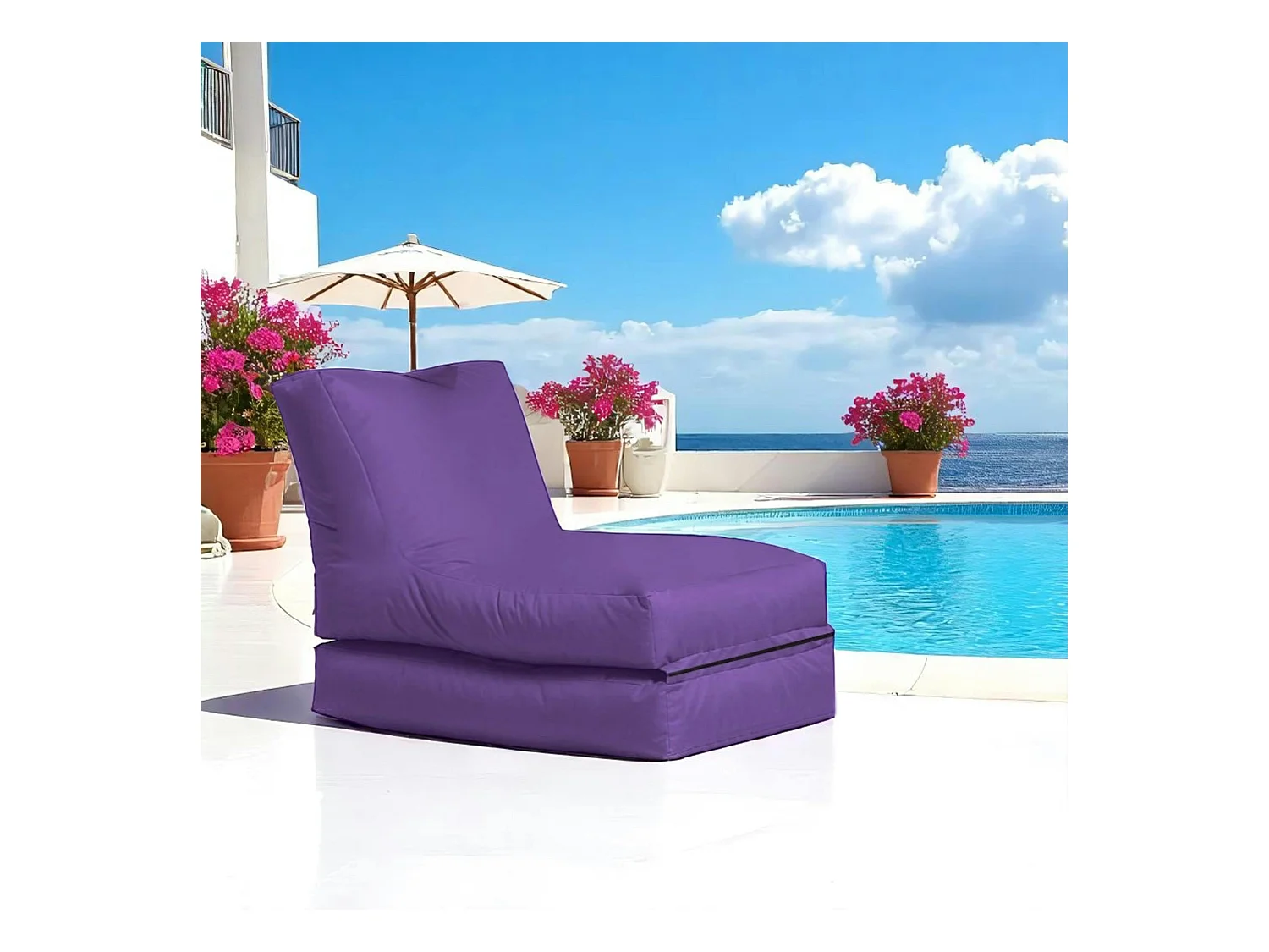 Pouf bain de soleil extérieur violet ARTA