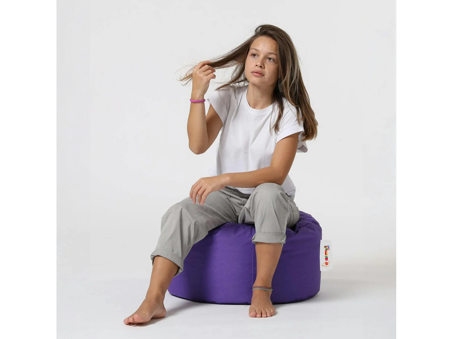 Pouf extérieur imperméable violet - forme ronde ARTA