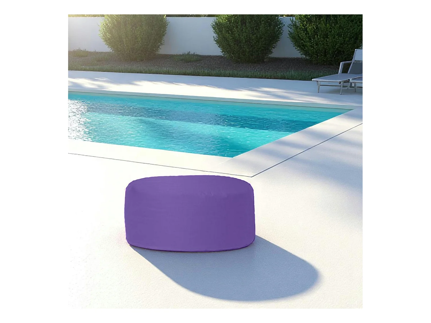 Pouf extérieur imperméable violet - forme ronde ARTA