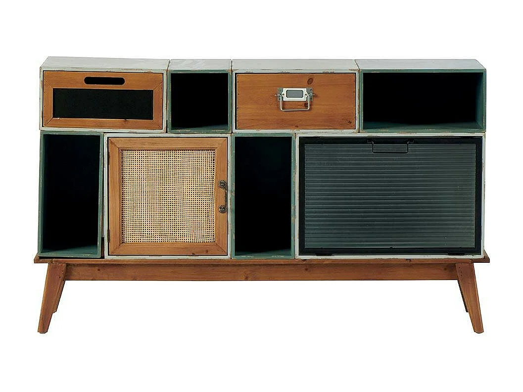 Commode bleue/verte 2 tiroirs 2 portes 4 niches LAMPHUN