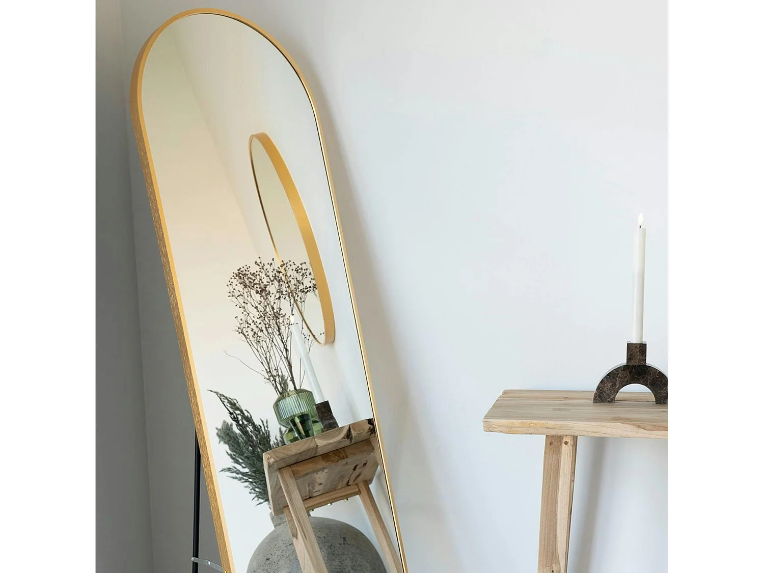 Miroir sur pied avec cadre doré 40x150 cm SEOUL