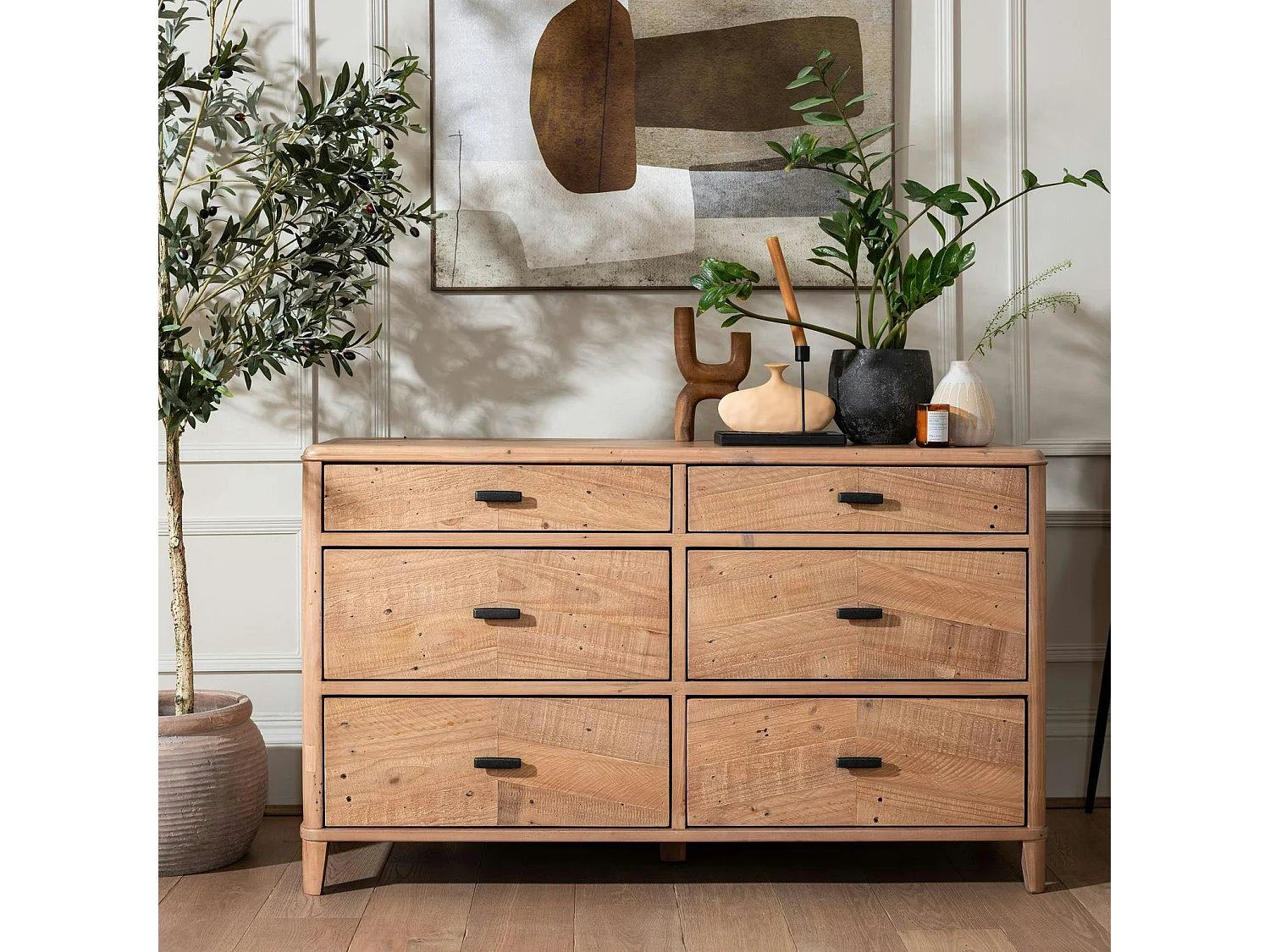 Commode en bois recyclé FSC 6 tiroirs HANOI