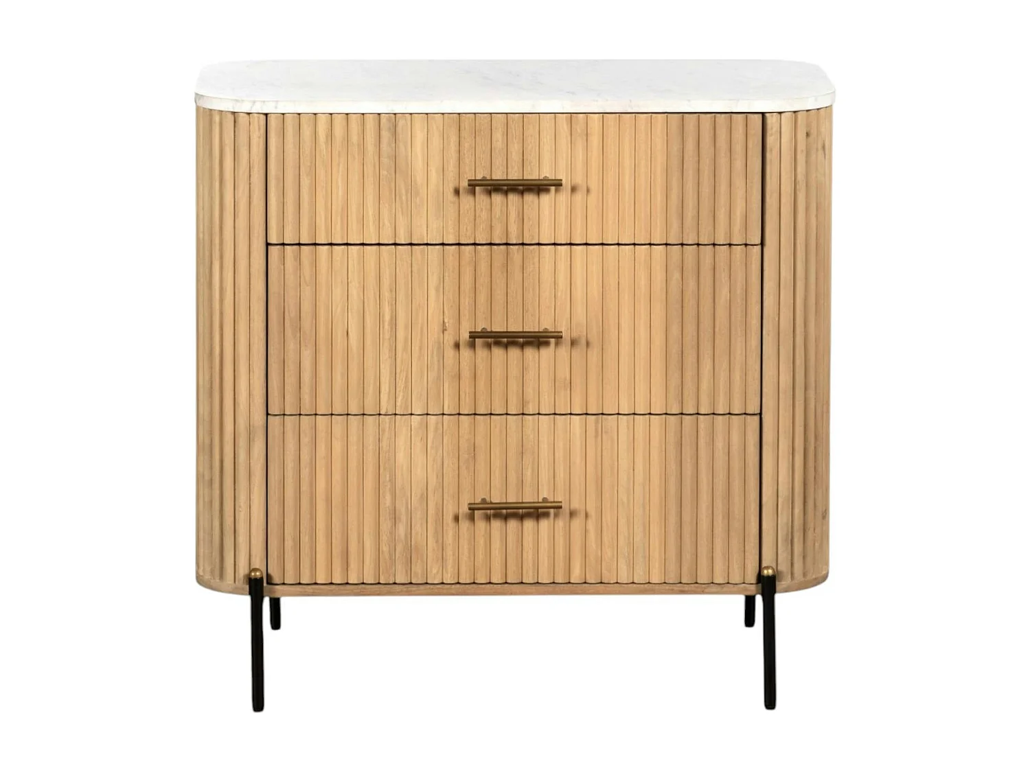 Commode en bois de manguier et marbre 3 tiroirs MASSA