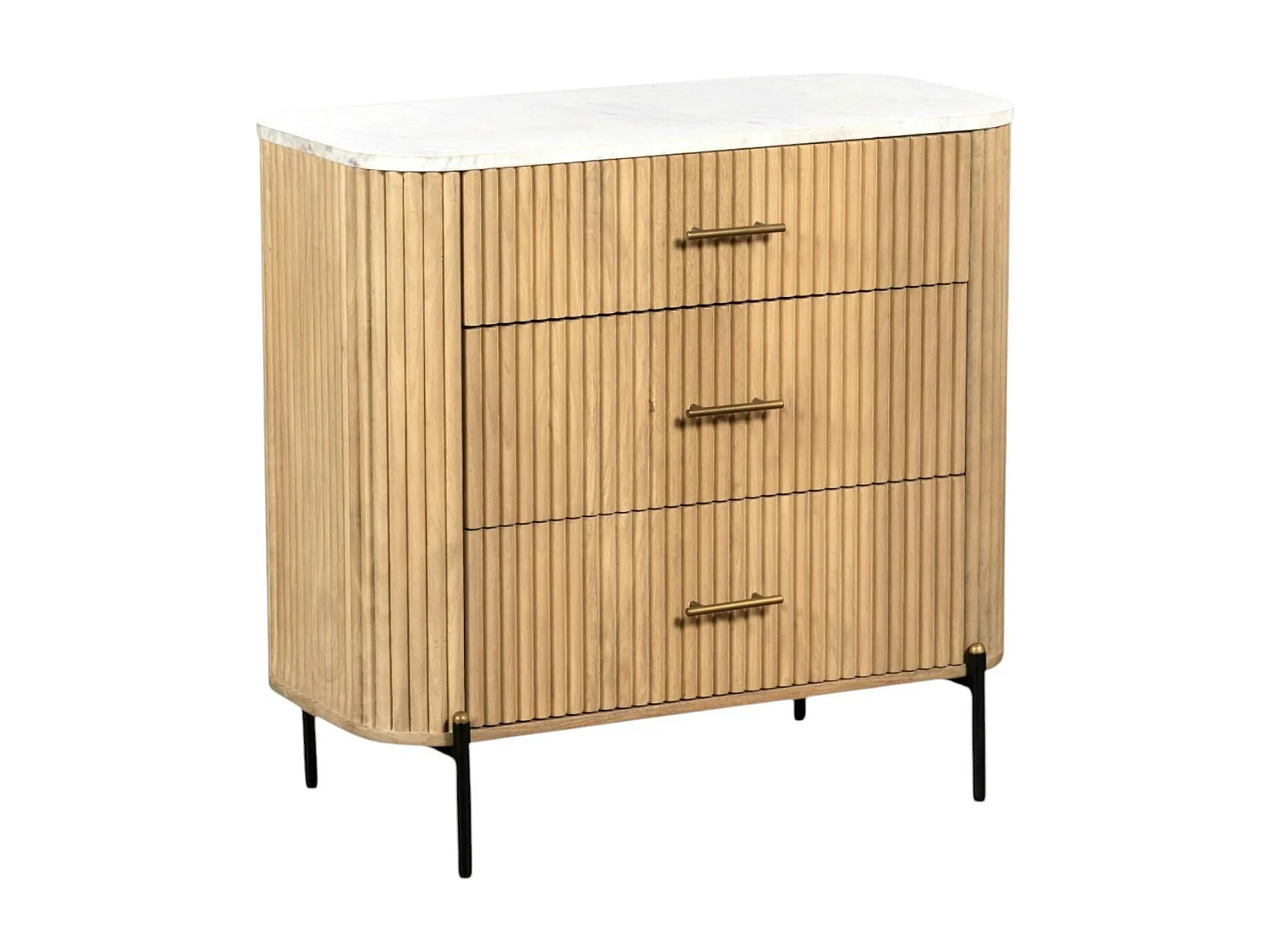 Commode en bois de manguier et marbre 3 tiroirs MASSA