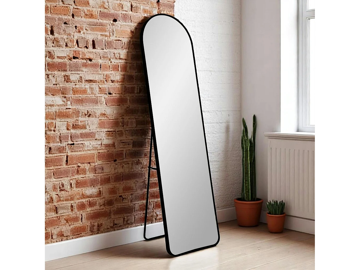 Miroir sur pied avec cadre noir 40x150 cm SEOUL