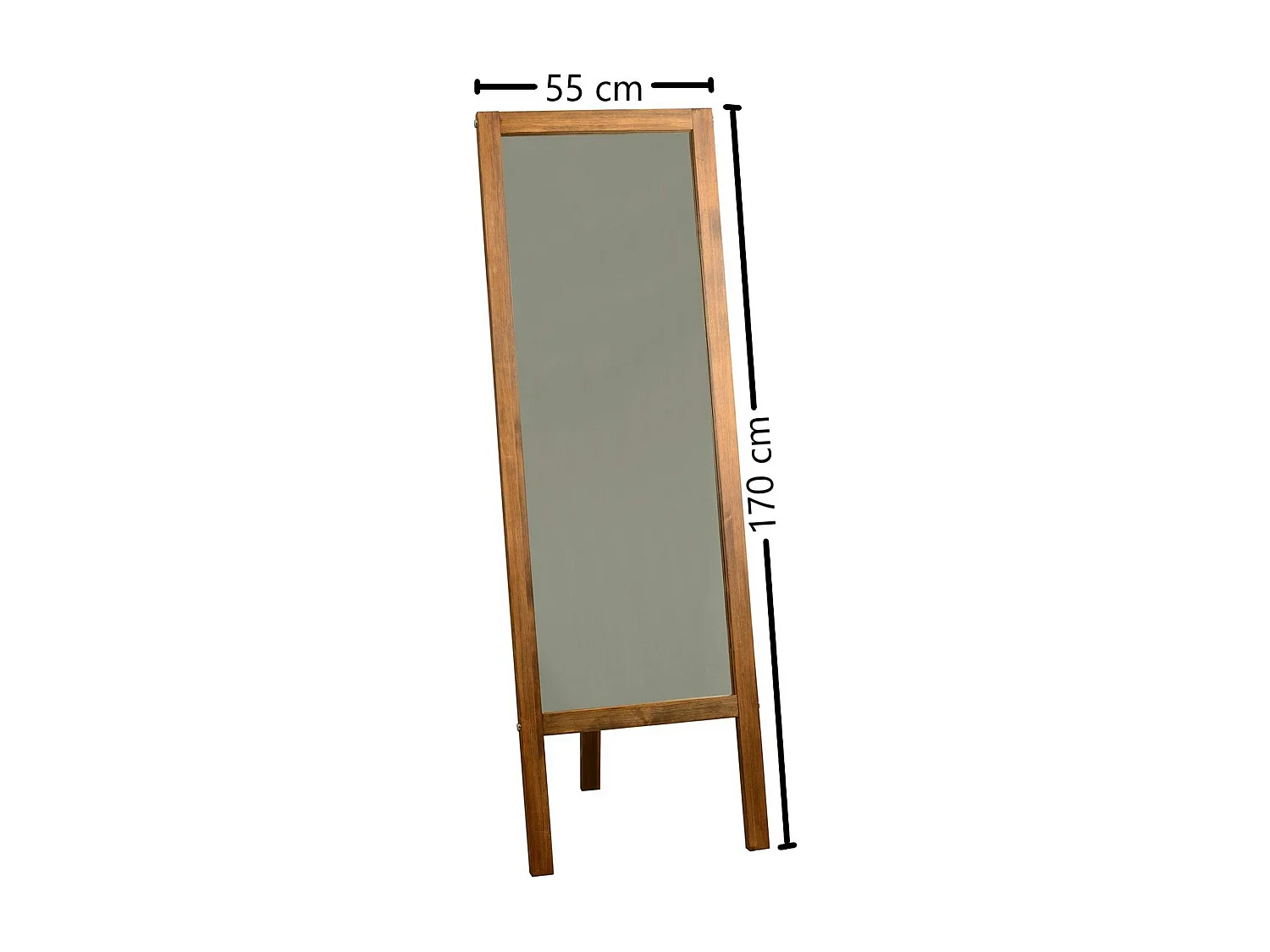 Miroir vertical sur pied - bois brun, 2 crochets HILO