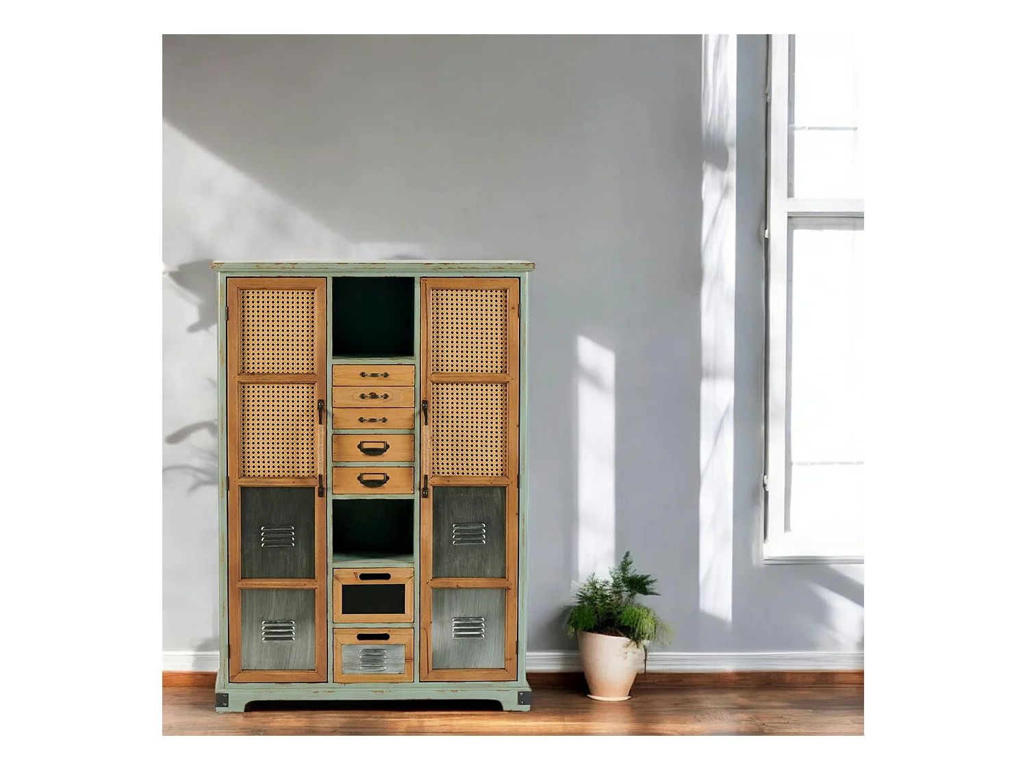 Commode 7 tiroirs 2 portes 2 niches LAMPHUN