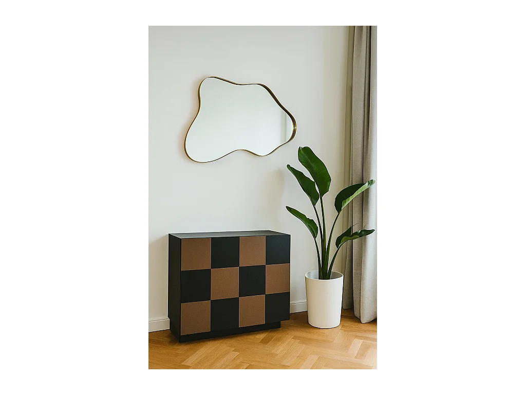 Miroir design organique - bords dorés BRIG