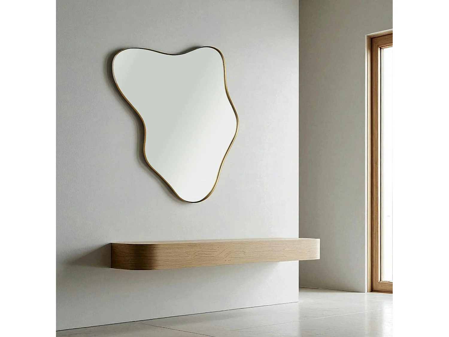Miroir design organique - bords dorés BRIG