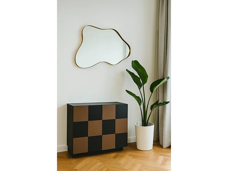 Miroir design organique - bords dorés BRIG