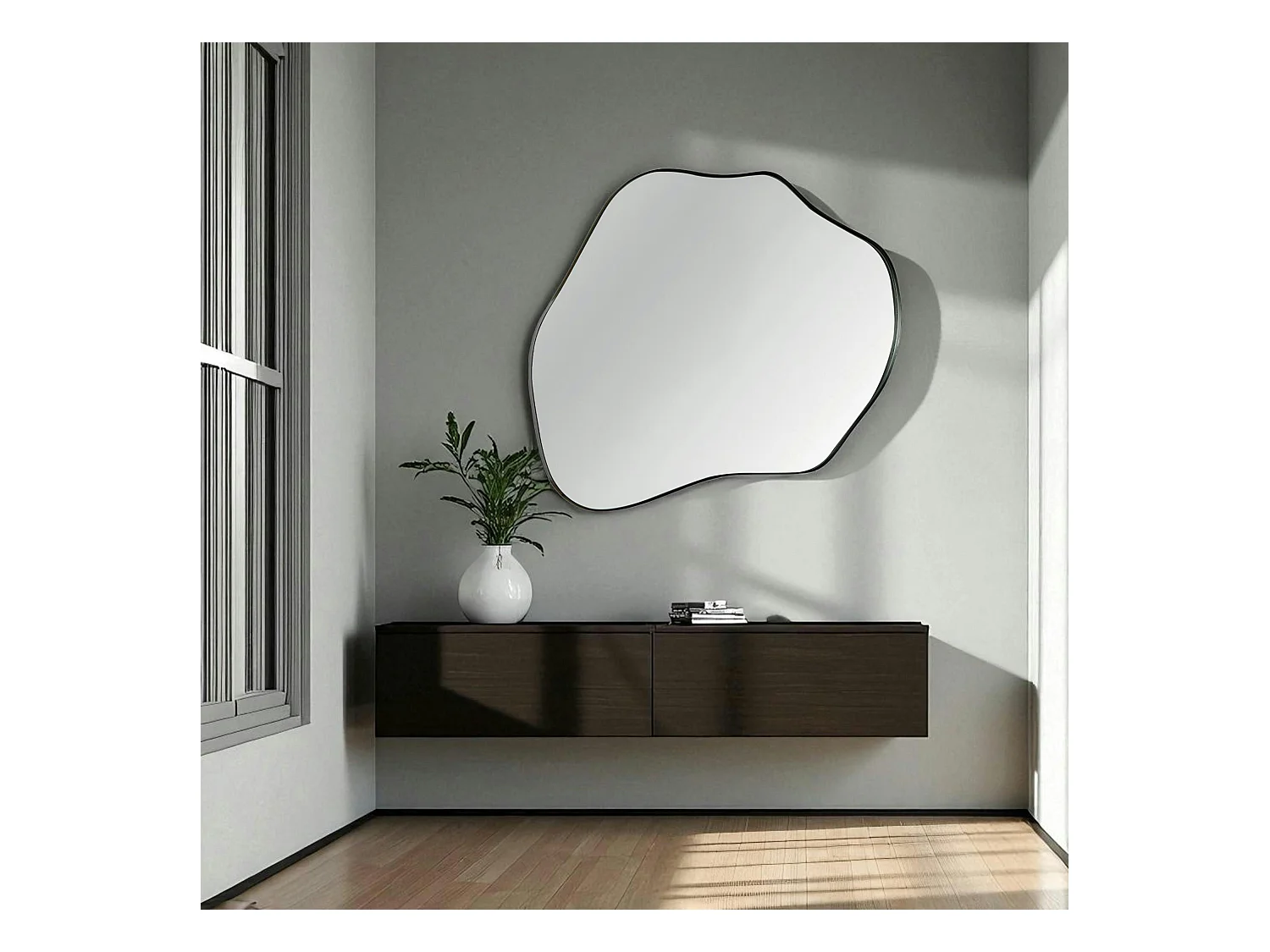 Miroir design organique - bords noirs BRIG