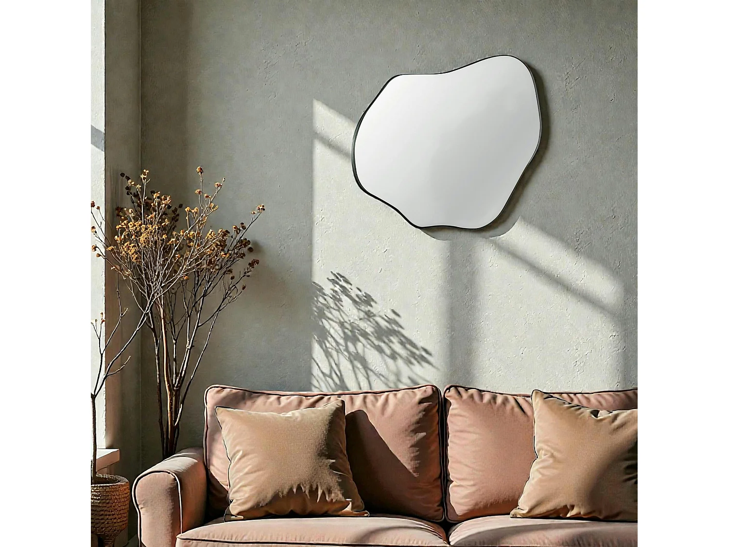 Miroir design organique - bords noirs BRIG