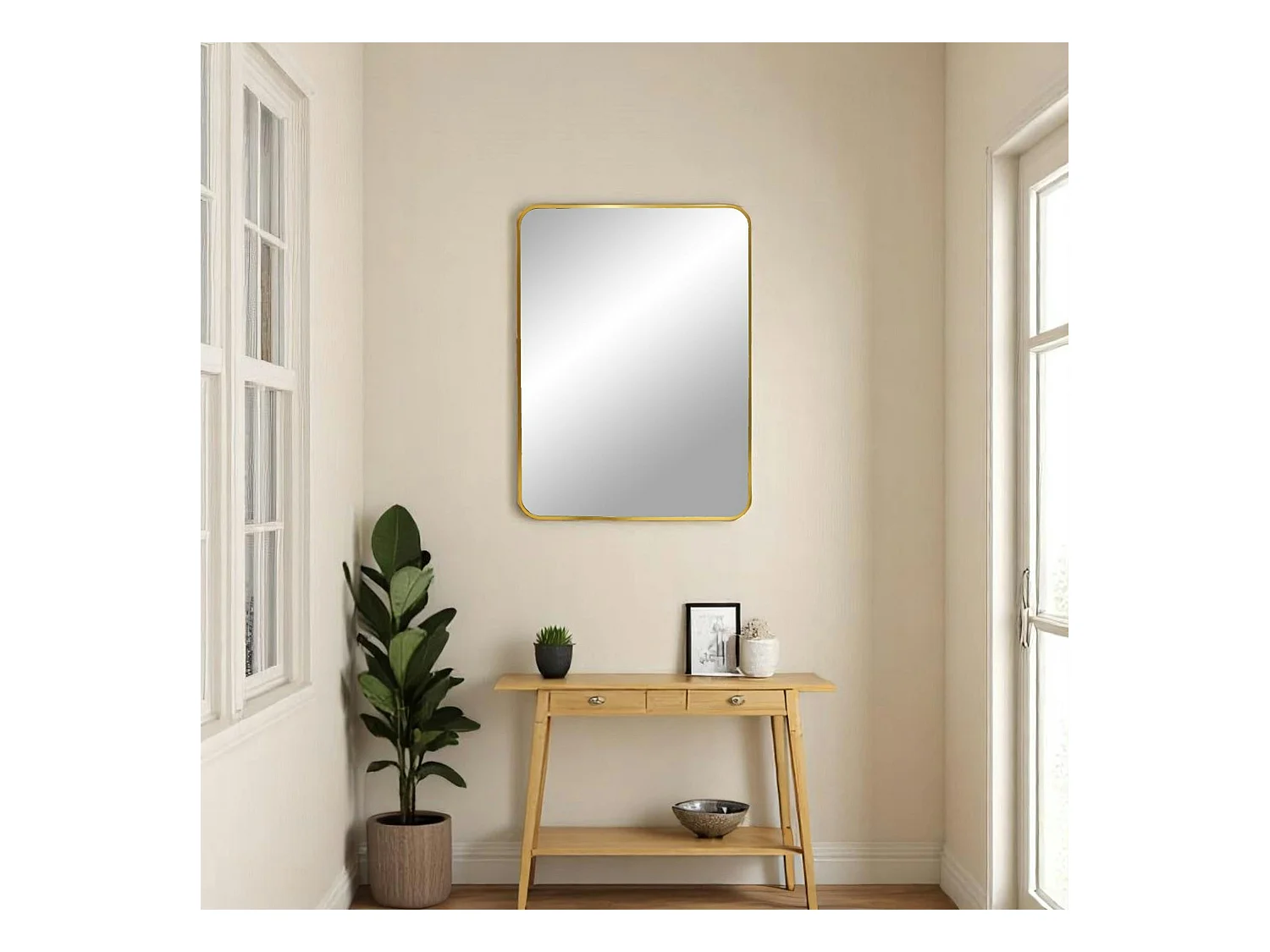 Miroir rectangulaire moderne avec cadre doré 50x70 cm SEOUL