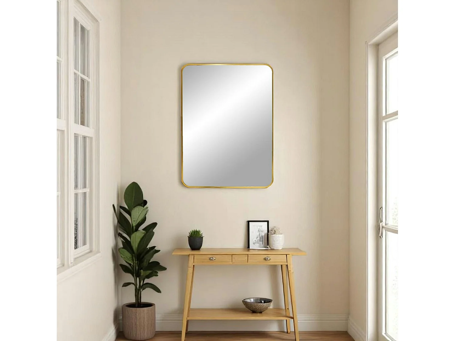 Miroir rectangulaire moderne avec cadre doré 50x70 cm SEOUL