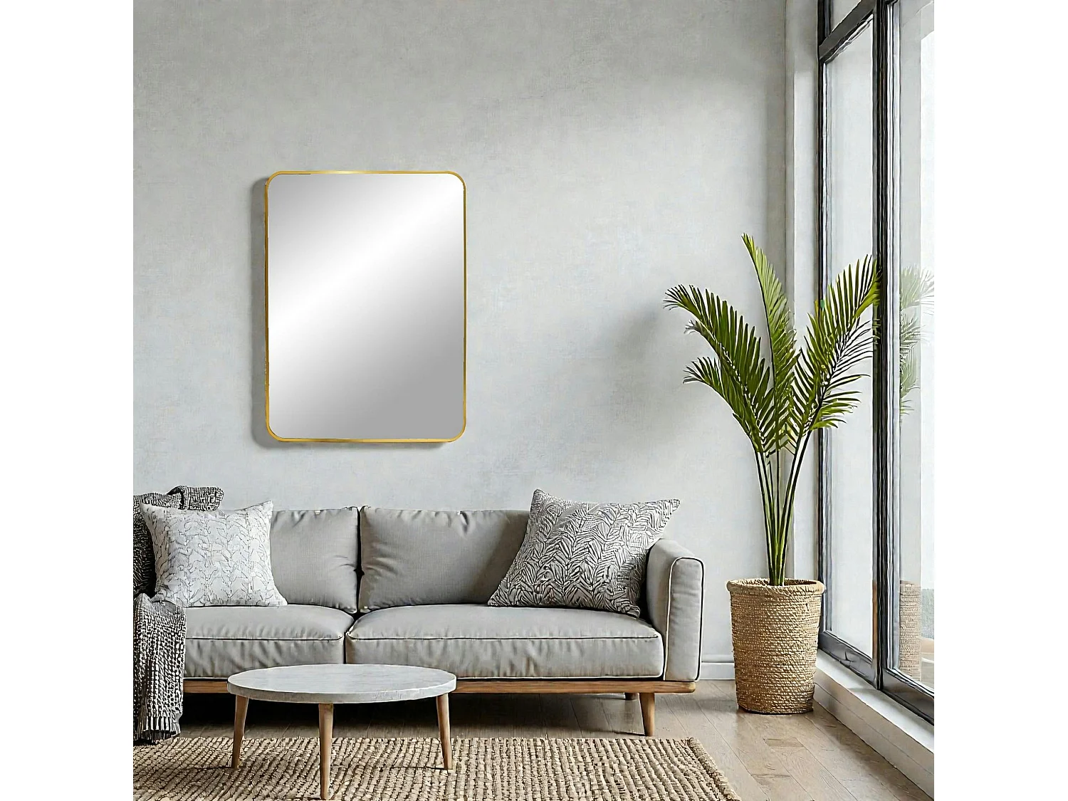 Miroir rectangulaire moderne avec cadre doré 50x70 cm SEOUL