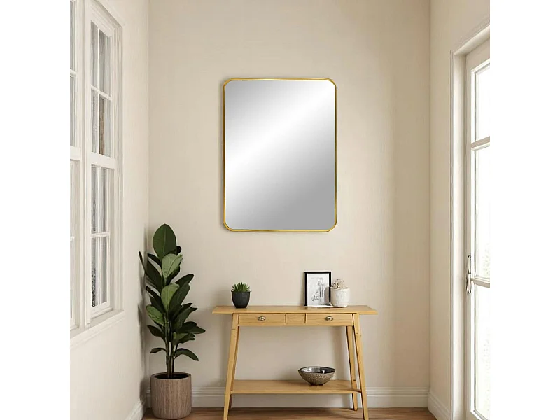 Miroir rectangulaire moderne avec cadre doré 50x70 cm SEOUL