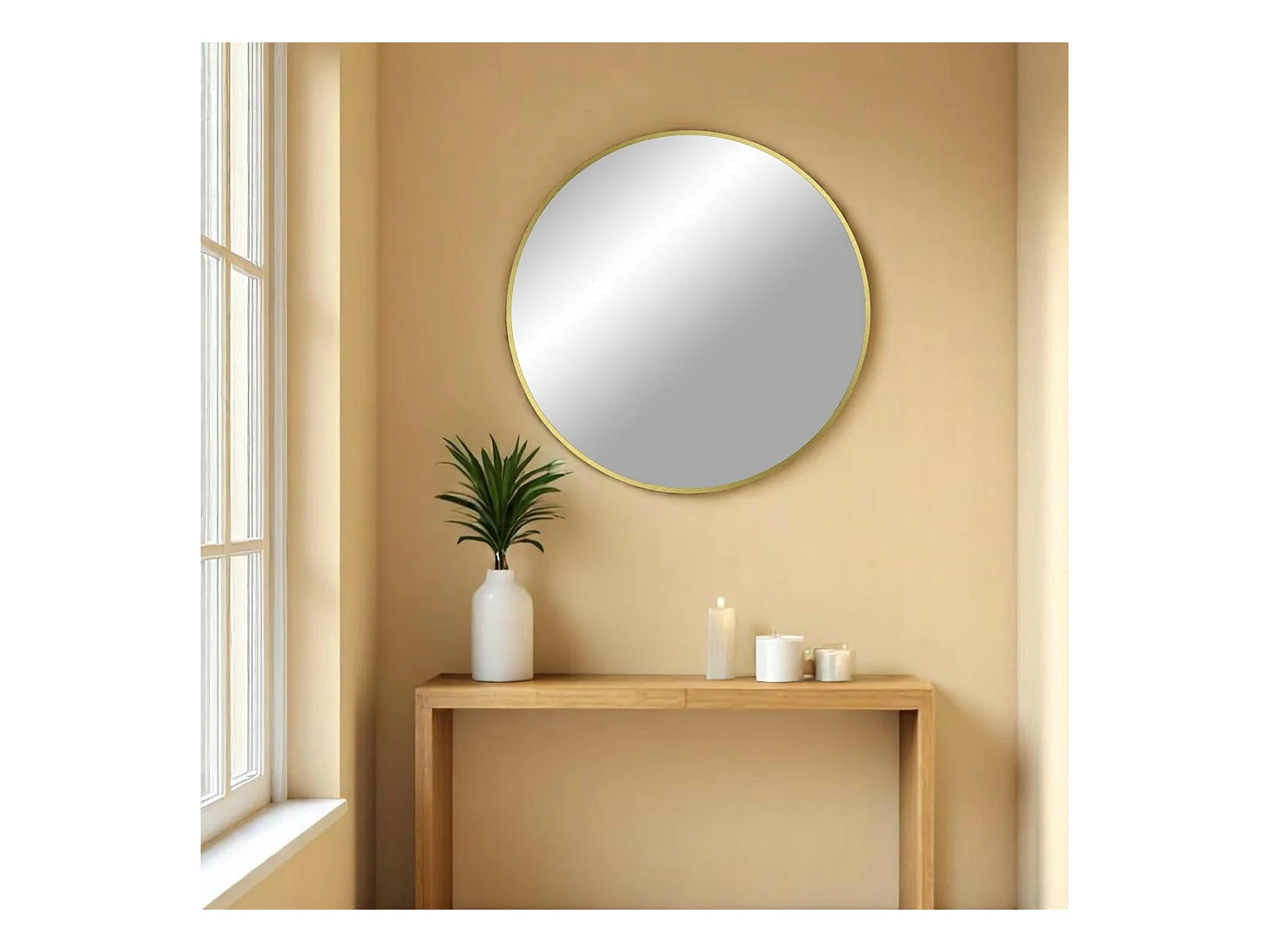 Miroir rond avec cadre en aluminium doré ø80 cm SEOUL
