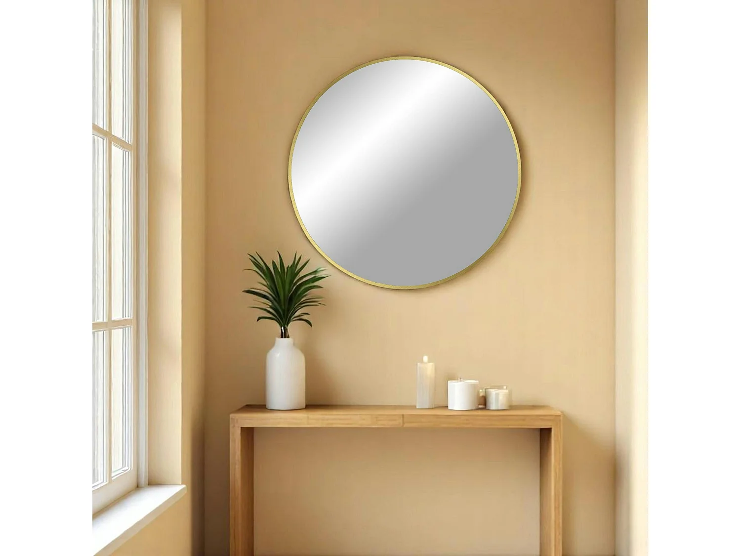 Miroir rond avec cadre en aluminium doré ø80 cm SEOUL