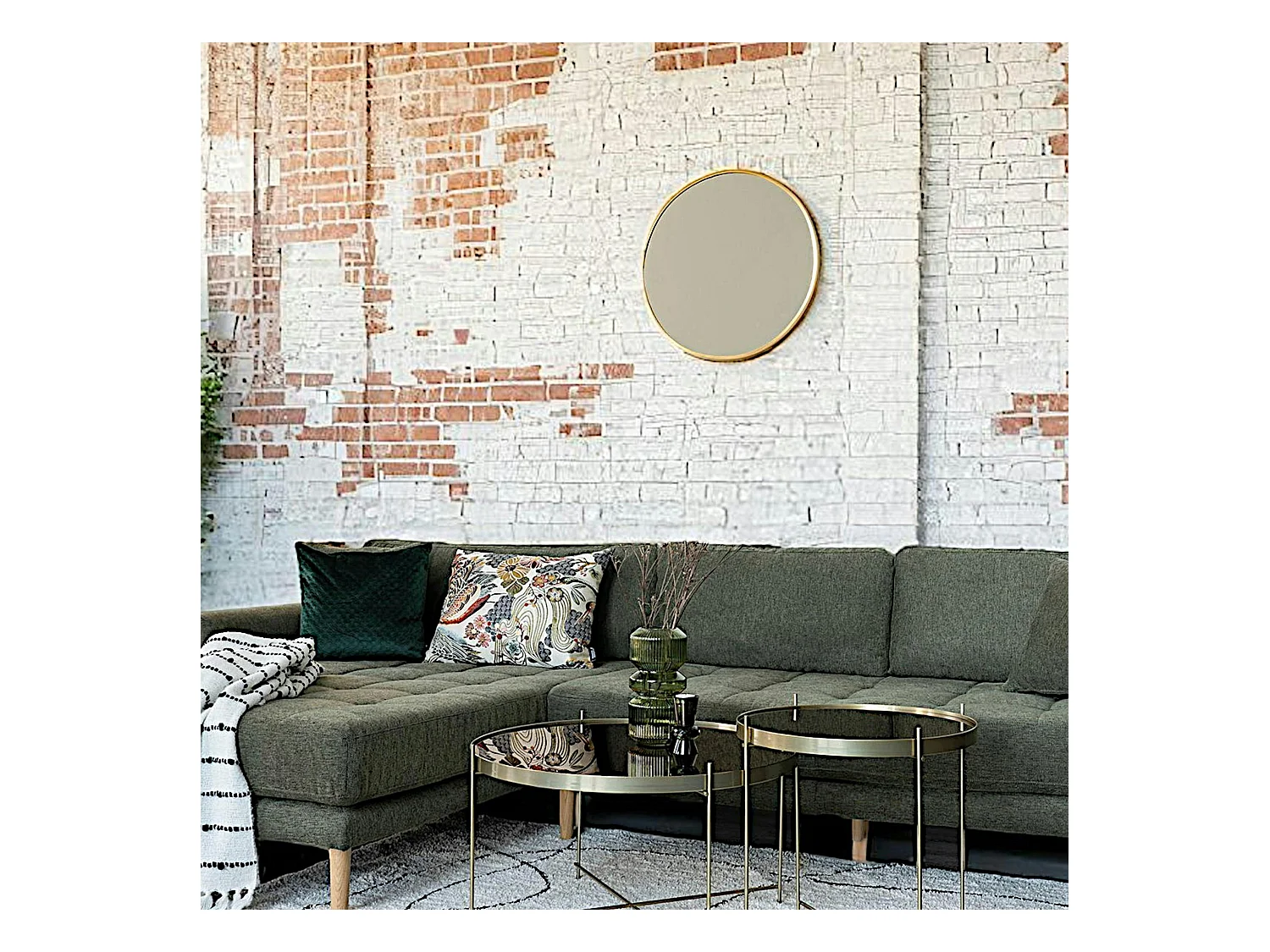 Miroir rond avec cadre en aluminium doré ø60 cm SEOUL