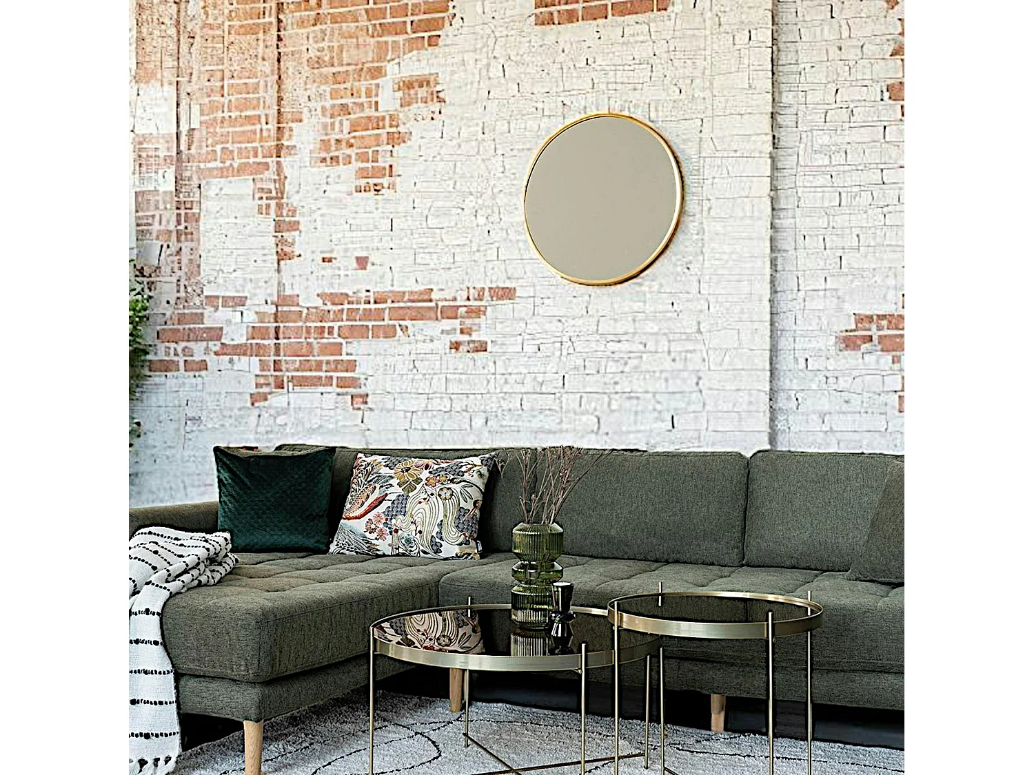 Miroir rond avec cadre en aluminium doré ø60 cm SEOUL