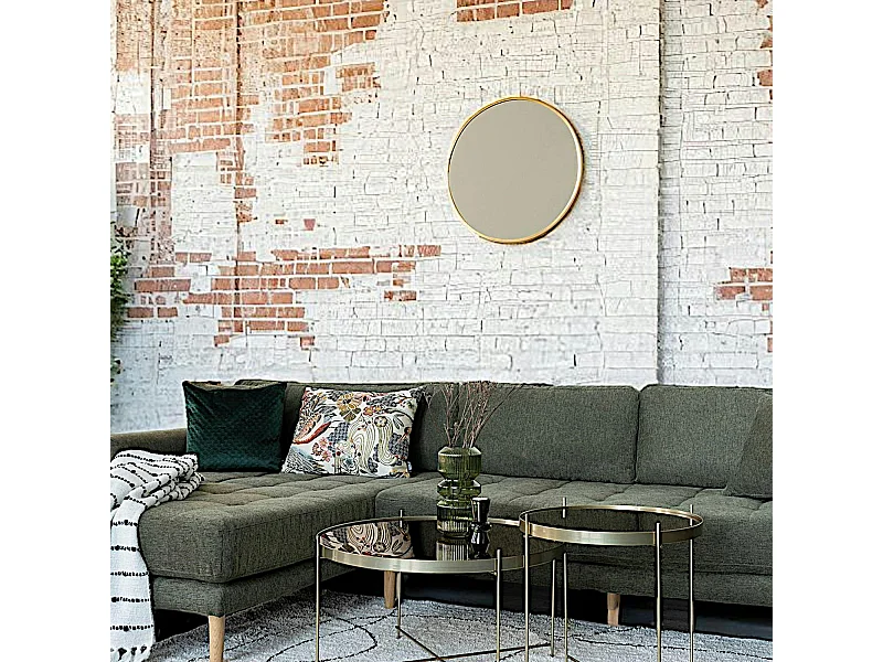 Miroir rond avec cadre en aluminium doré ø60 cm SEOUL