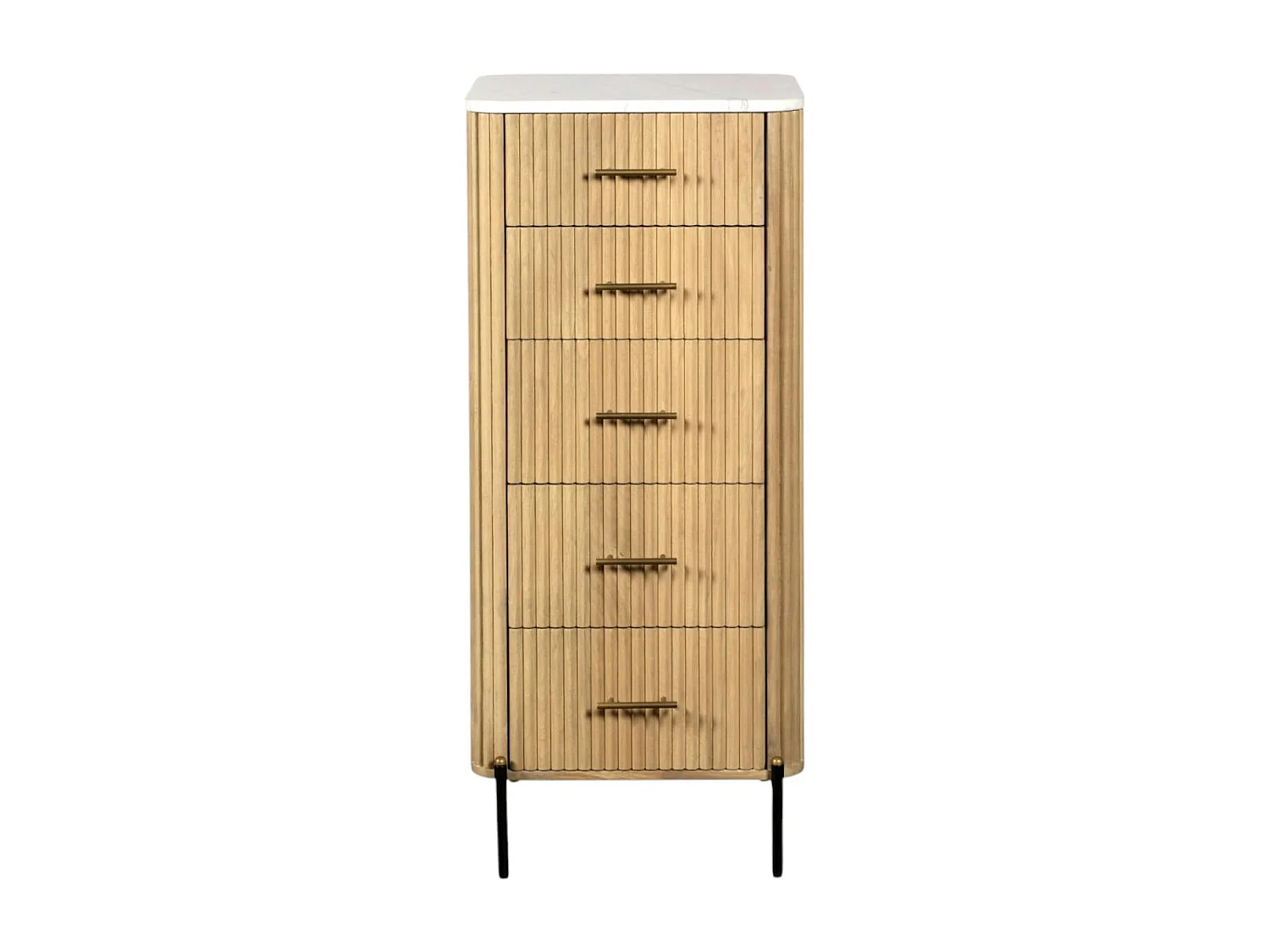 Semainier en bois de manguier et marbre 5 tiroirs MASSA