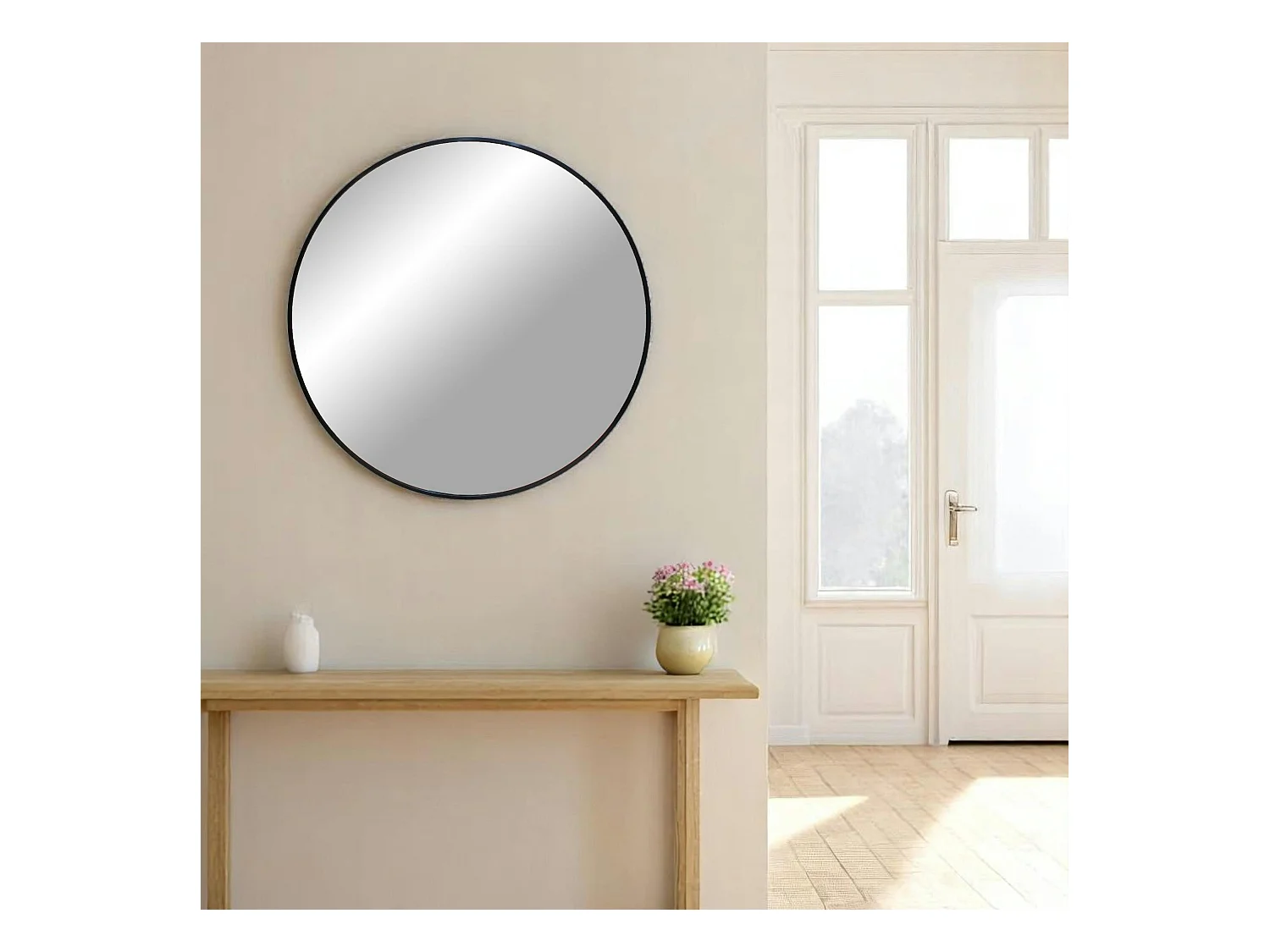 Miroir rond avec cadre en aluminium noir ø60 cm SEOUL