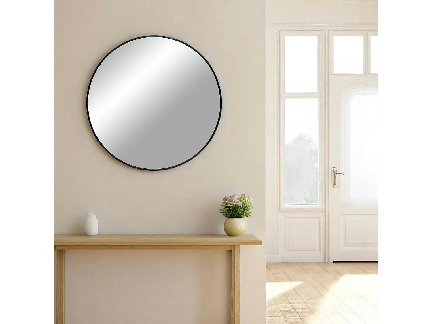Miroir rond avec cadre en aluminium noir ø60 cm SEOUL