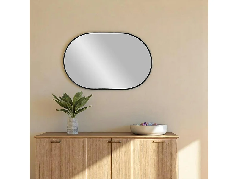 Miroir ovale avec cadre noir 50x80 cm SEOUL