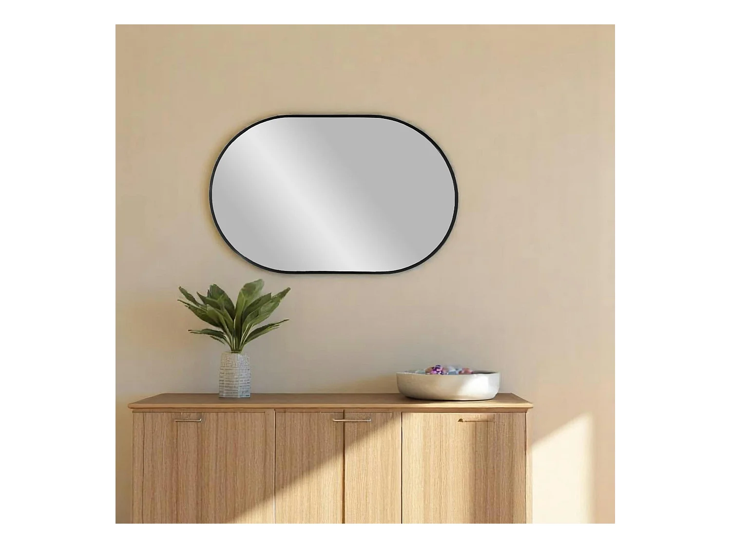 Miroir ovale avec cadre noir 50x80 cm SEOUL