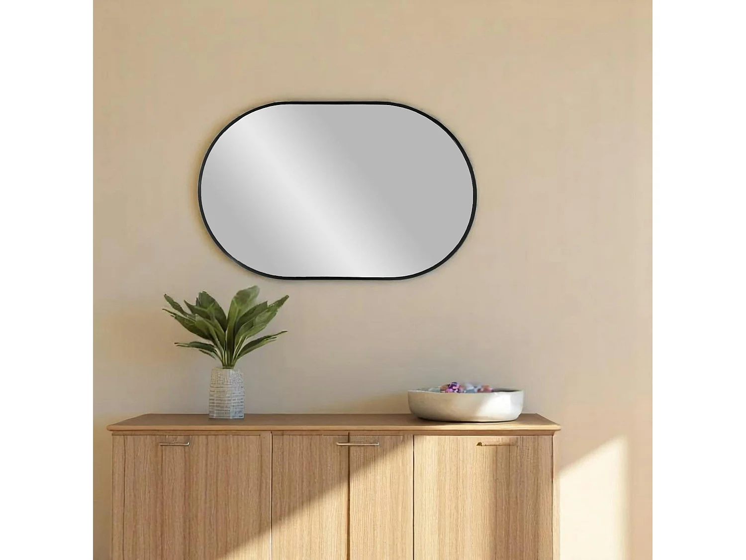 Miroir ovale avec cadre noir 50x80 cm SEOUL